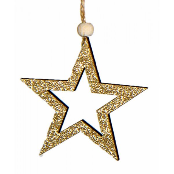 Χριστουγεννιάτικο Κρεμαστό Αστεράκι, Χρυσό με Στρας (8cm)